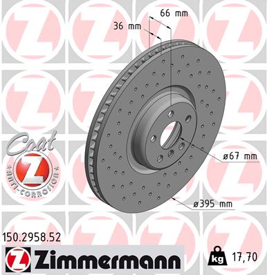 Bremsscheibe Vorderachse rechts Zimmermann 150.2958.52 von Zimmermann