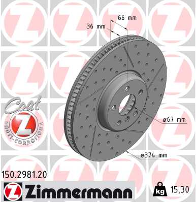 Bremsscheibe Vorderachse rechts Zimmermann 150.2981.20 von Zimmermann