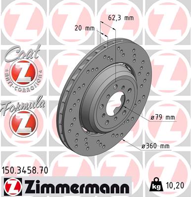 Bremsscheibe Vorderachse rechts Zimmermann 150.3458.70 von Zimmermann