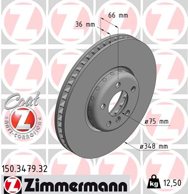 Bremsscheibe Vorderachse rechts Zimmermann 150.3479.32 von Zimmermann