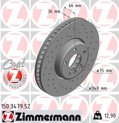 Bremsscheibe Vorderachse rechts Zimmermann 150.3479.52 von Zimmermann