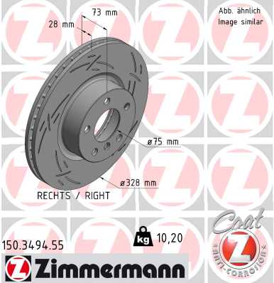 Bremsscheibe Vorderachse rechts Zimmermann 150.3494.55 von Zimmermann