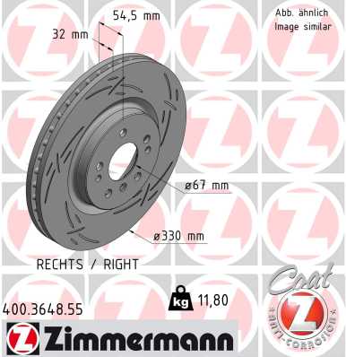 Bremsscheibe Vorderachse rechts Zimmermann 400.3648.55 von Zimmermann