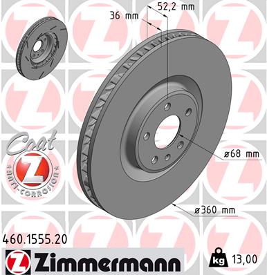 Bremsscheibe Vorderachse rechts Zimmermann 460.1555.20 von Zimmermann