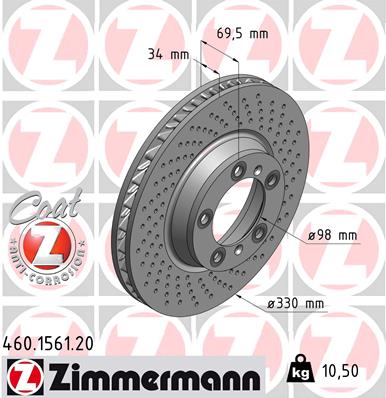 Bremsscheibe Vorderachse rechts Zimmermann 460.1561.20 von Zimmermann