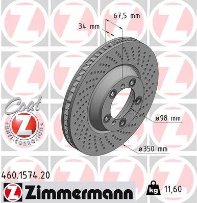 Bremsscheibe Vorderachse rechts Zimmermann 460.1574.20 von Zimmermann