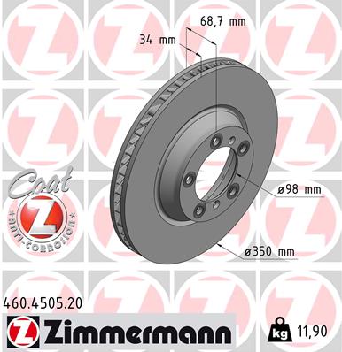 Bremsscheibe Vorderachse rechts Zimmermann 460.4505.20 von Zimmermann