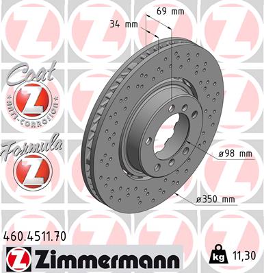 Bremsscheibe Vorderachse rechts Zimmermann 460.4511.70 von Zimmermann