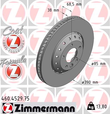 Bremsscheibe Vorderachse rechts Zimmermann 460.4529.75 von Zimmermann