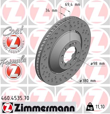 Bremsscheibe Vorderachse rechts Zimmermann 460.4535.70 von Zimmermann