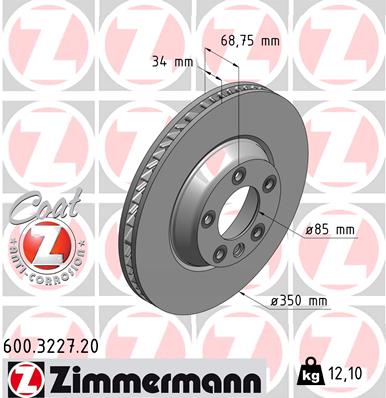 Bremsscheibe Vorderachse rechts Zimmermann 600.3227.20 von Zimmermann