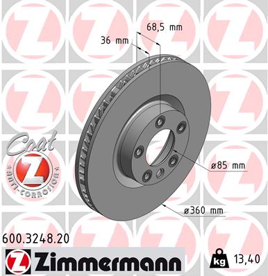 Bremsscheibe Vorderachse rechts Zimmermann 600.3248.20 von Zimmermann