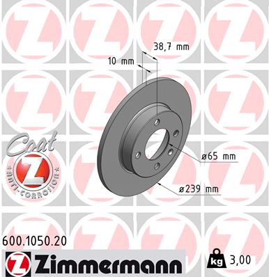 Bremsscheibe Zimmermann 600.1050.20 von Zimmermann