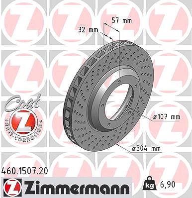 Zimmermann 1x Bremsscheibe belüftet vorne links [Hersteller-Nr. 460.1507.20] für Porsche von Zimmermann