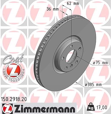 Zimmermann 1x Bremsscheibe belüftet vorne rechts [Hersteller-Nr. 150.2918.20] für BMW von Zimmermann