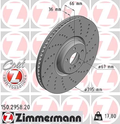 Zimmermann 1x Bremsscheibe belüftet vorne rechts [Hersteller-Nr. 150.2958.20] für BMW von Zimmermann