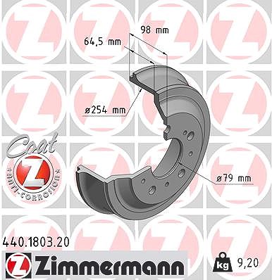 Zimmermann Bremstrommel [Hersteller-Nr. 440.1803.20] für Citroën, Fiat, Peugeot von Zimmermann