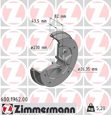 Zimmermann Bremstrommel [Hersteller-Nr. 600.1962.00] für VW von Zimmermann