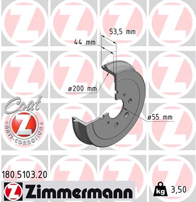 Bremstrommel Hinterachse Zimmermann 180.5103.20 von Zimmermann