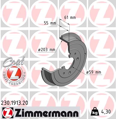 Bremstrommel Hinterachse Zimmermann 230.1913.20 von Zimmermann