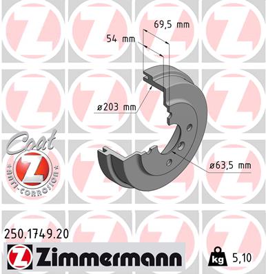 Bremstrommel Hinterachse Zimmermann 250.1749.20 von Zimmermann