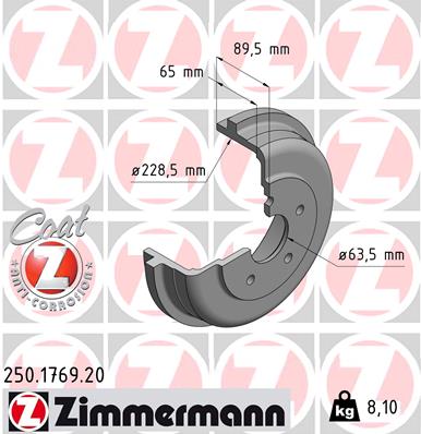 Bremstrommel Hinterachse Zimmermann 250.1769.20 von Zimmermann