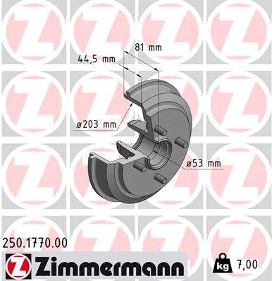 Bremstrommel Hinterachse Zimmermann 250.1770.00 von Zimmermann