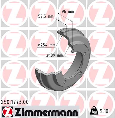 Bremstrommel Hinterachse Zimmermann 250.1773.00 von Zimmermann