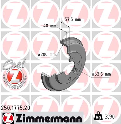 Bremstrommel Hinterachse Zimmermann 250.1775.20 von Zimmermann