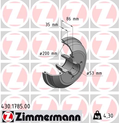 Bremstrommel Hinterachse Zimmermann 430.1785.00 von Zimmermann