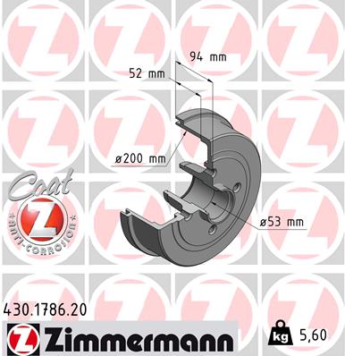 Bremstrommel Hinterachse Zimmermann 430.1786.20 von Zimmermann