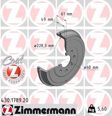 Bremstrommel Hinterachse Zimmermann 430.1789.20 von Zimmermann