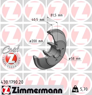 Bremstrommel Hinterachse Zimmermann 430.1790.20 von Zimmermann