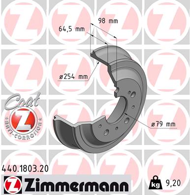 Bremstrommel Hinterachse Zimmermann 440.1803.20 von Zimmermann