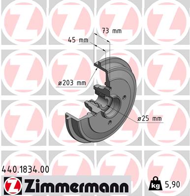 Bremstrommel Hinterachse Zimmermann 440.1834.00 von Zimmermann