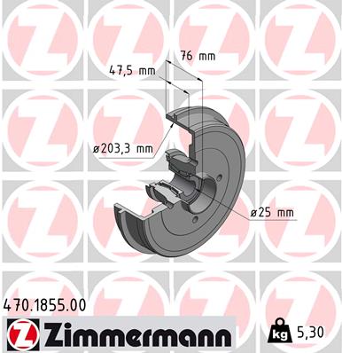 Bremstrommel Hinterachse Zimmermann 470.1855.00 von Zimmermann