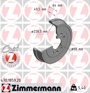 Bremstrommel Hinterachse Zimmermann 470.1859.20 von Zimmermann