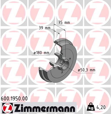 Bremstrommel Hinterachse Zimmermann 600.1950.00 von Zimmermann