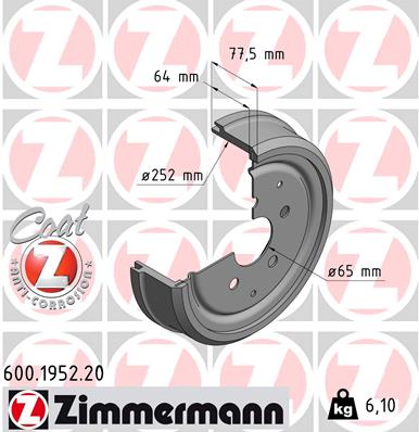 Bremstrommel Hinterachse Zimmermann 600.1952.20 von Zimmermann