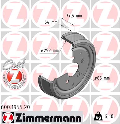 Bremstrommel Hinterachse Zimmermann 600.1955.20 von Zimmermann