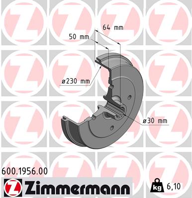 Bremstrommel Hinterachse Zimmermann 600.1956.00 von Zimmermann