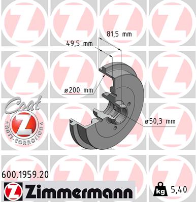 Bremstrommel Hinterachse Zimmermann 600.1959.20 von Zimmermann