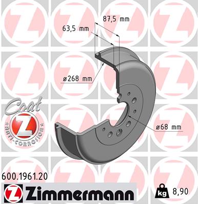 Bremstrommel Hinterachse Zimmermann 600.1961.20 von Zimmermann