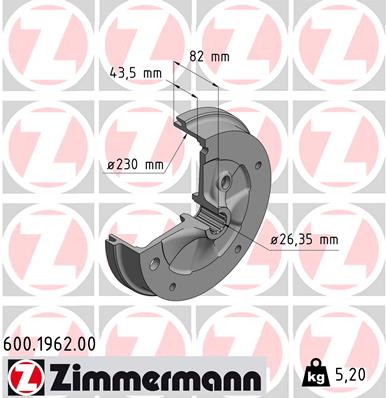 Bremstrommel Hinterachse Zimmermann 600.1962.00 von Zimmermann