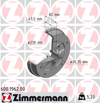 Bremstrommel Hinterachse Zimmermann 600.1962.00 Bremstrommel Hinterachse Zimmermann 600.1962.00 von Zimmermann