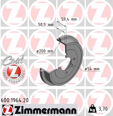 Bremstrommel Hinterachse Zimmermann 600.1964.20 von Zimmermann