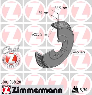 Bremstrommel Hinterachse Zimmermann 600.1968.20 von Zimmermann