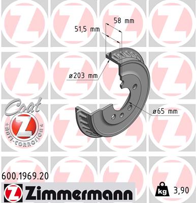 Bremstrommel Hinterachse Zimmermann 600.1969.20 von Zimmermann