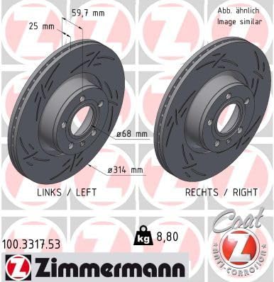 Set 2x Bremsscheibe Vorne Kompatibel mit Audi A6 C6 Limo 2004-2011 von Autoteile Gocht von Zimmermann