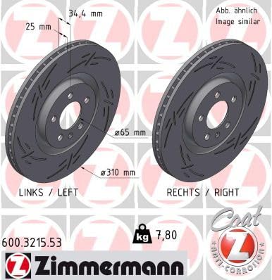 Set 2x Bremsscheibe Vorne Kompatibel mit Audi A1 8X 2010-2018 von Autoteile Gocht von Zimmermann